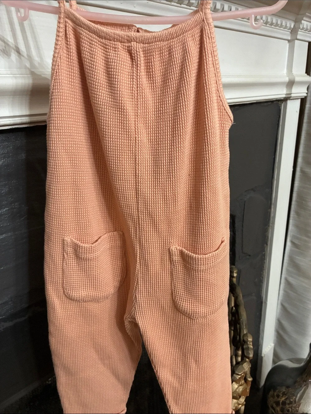 Zara Peach Knit Kids Romper with Front Pockets